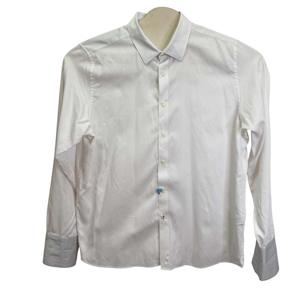 Ted Baker London Mens White Dress French Cuff Modern Fit  Shirt Size 17.5